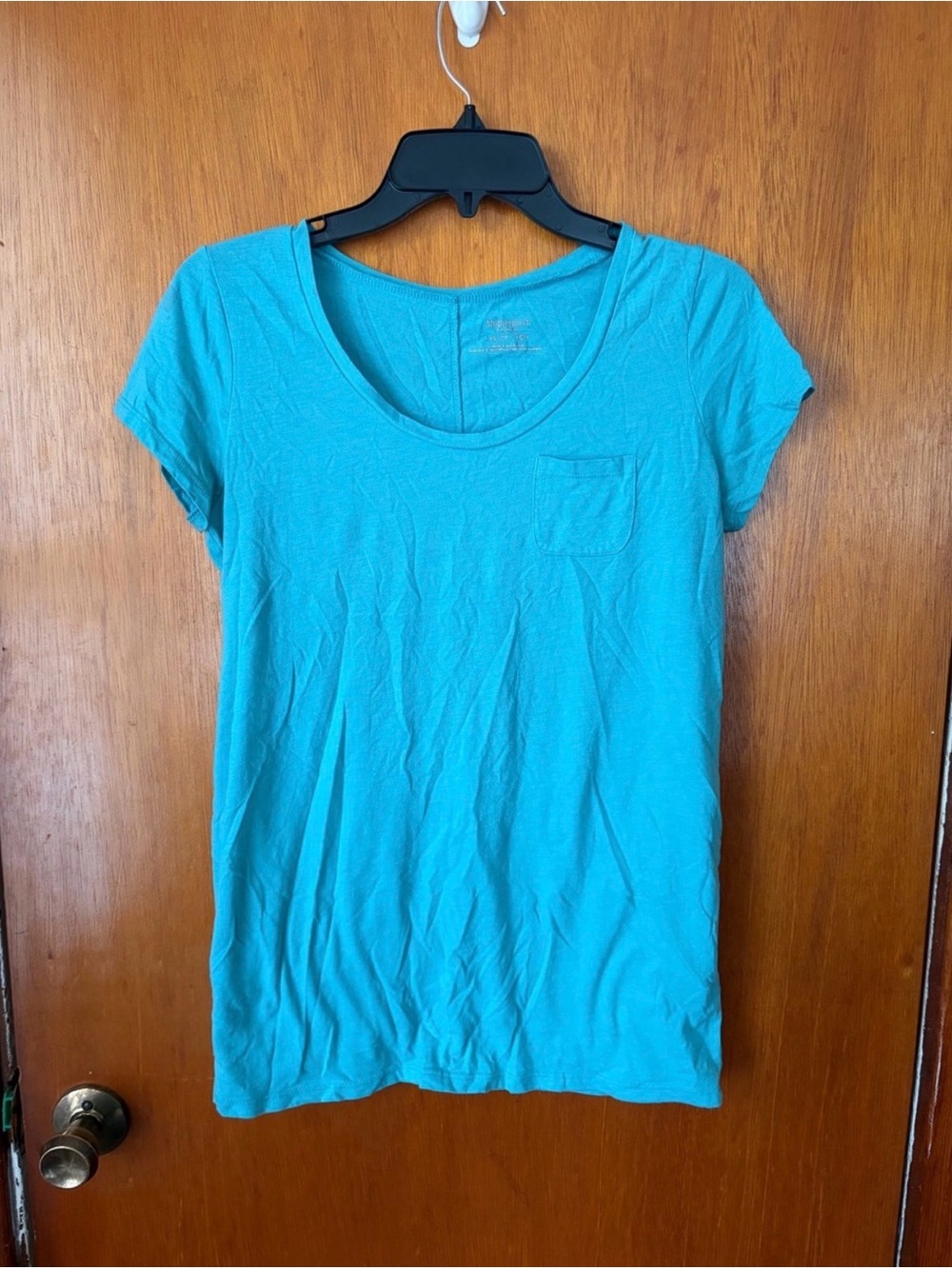 Motherhood Maternity Turquoise Scoop Neck Short Sleeve Tee with Chest Pocket
